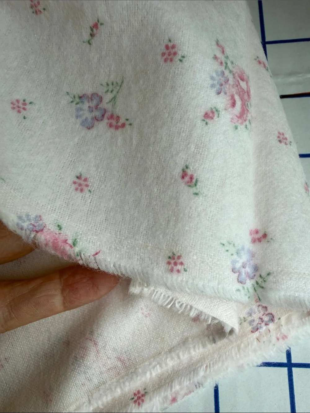Vintage Style Floral Flannel Fabric Pink Roses Cottagecore 2 Yards x 44
